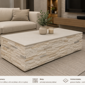Dizajnový konferenčný stolík LUX Stone Block 120 – LUXSTOL